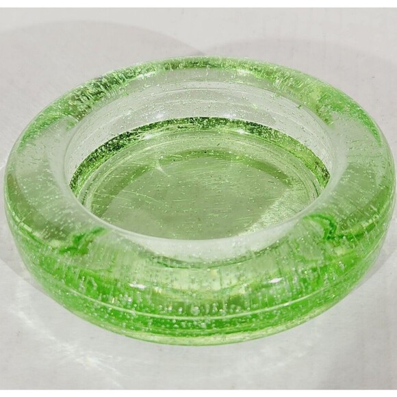 Indiana Glass Candle Holder Votive Pillar Green Bubble Vtg Home Decor Funky - Picture 2 of 5